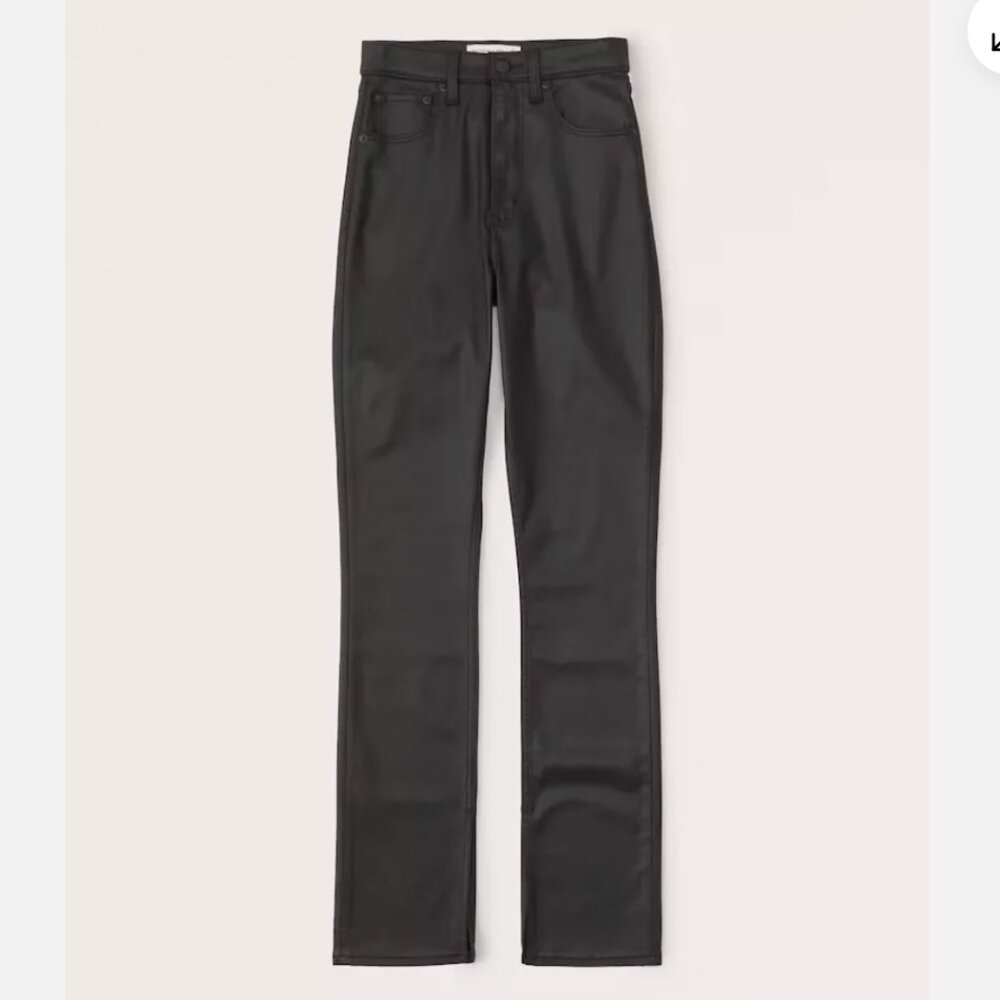 Abercrombie Curve Love The 90s Slim Straight Ultra High Rise Black Sheen Pant
